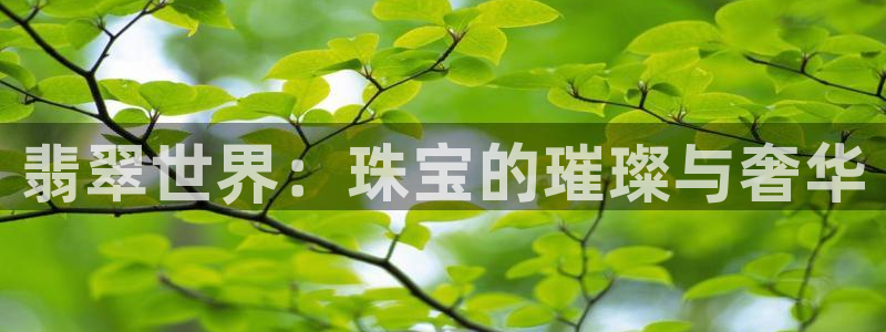 开丰娱乐登录：翡翠世界：珠宝的璀璨与奢华